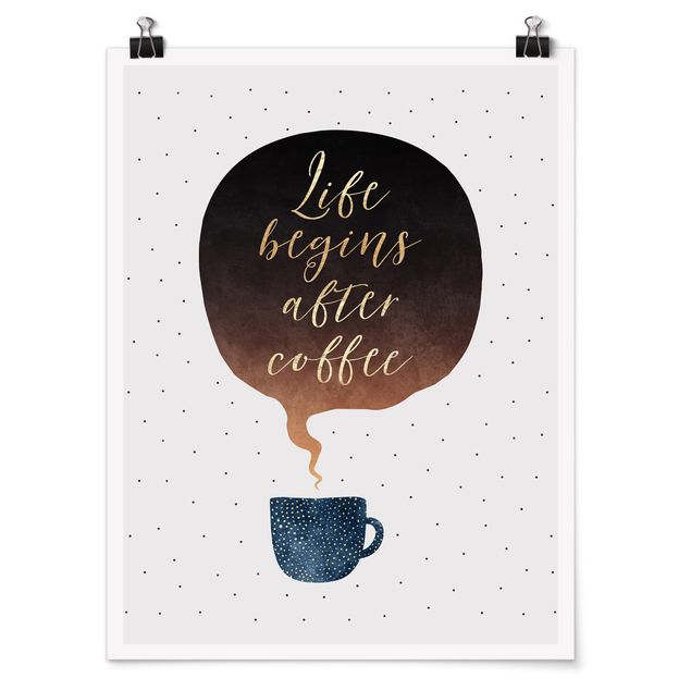 Poster mit Spruch Life Begins After Coffee Punkte