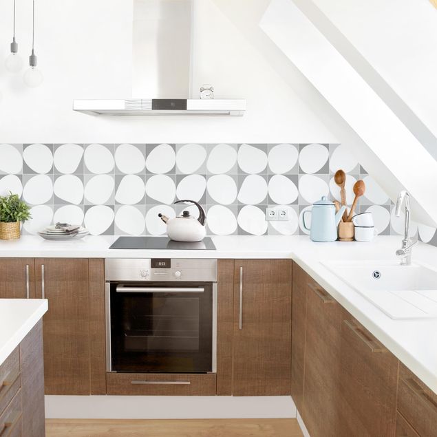 Glasrückwand Küche Oval Fliesen - Grau