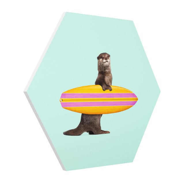 Wandbilder Sport Otter mit Surfbrett