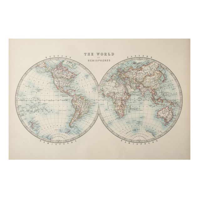 Wandbilder Weltkarten Vintage Weltkarte Die zwei Hemispheren