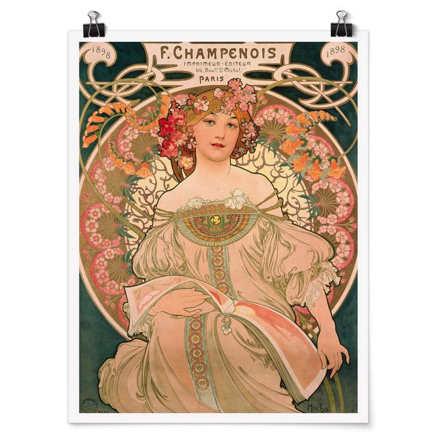 Blumen Poster Alfons Mucha - Plakat für F. Champenois