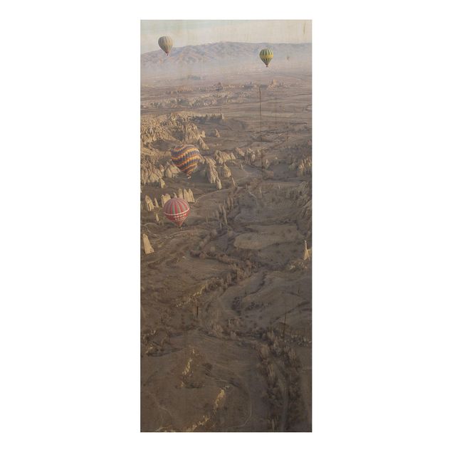 Holzbilder Landschaften Heißluftballons über Anatolien