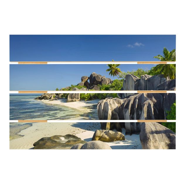 maritime Holzbilder Traumstrand Seychellen