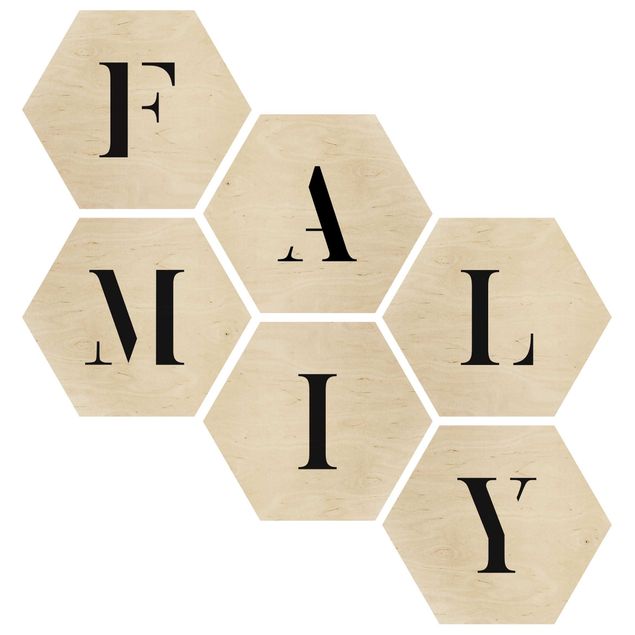 Holzbilder Buchstaben FAMILY Schwarz Set II