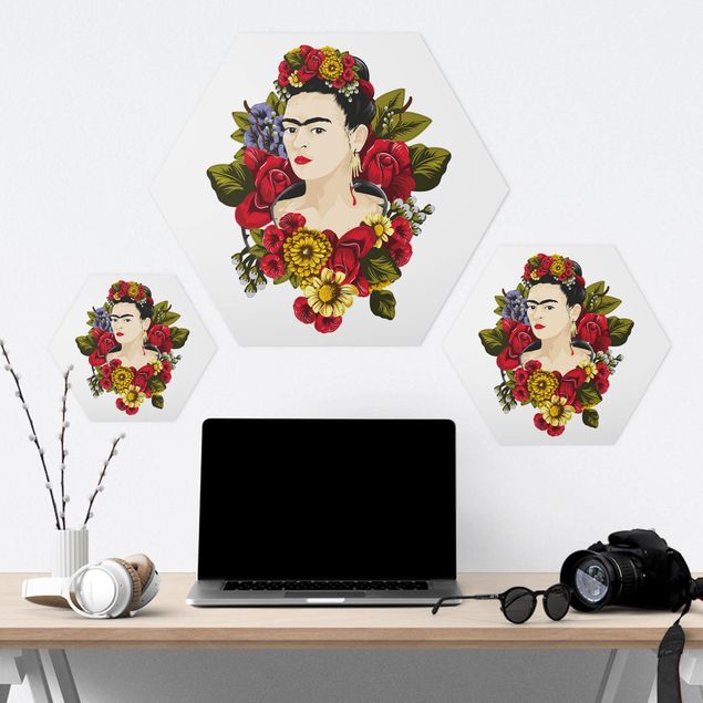 Hexagon Bilder Frida Kahlo - Rosen