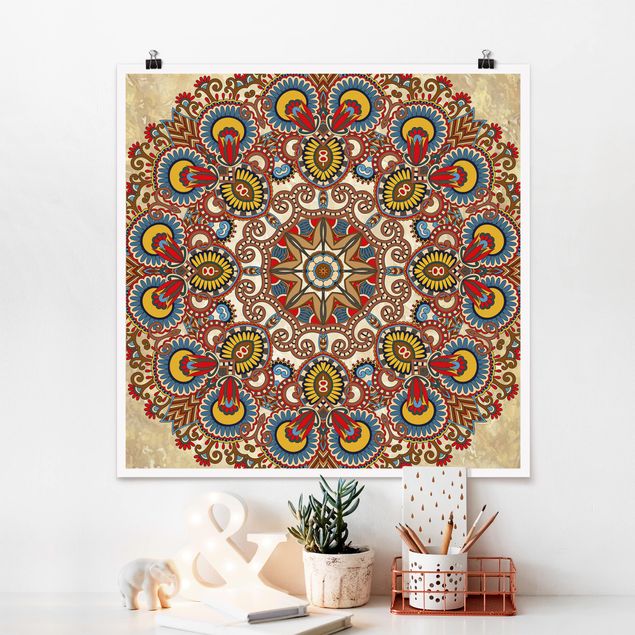 Poster abstrakte Kunst Farbiges Mandala