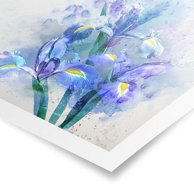 Wandbilder Blumen Aquarell Blumen Iris
