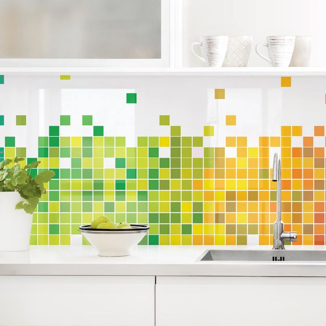 Wanddeko Küche Pixel-Regenbogen