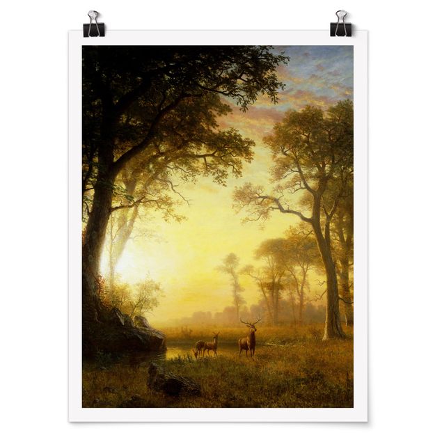 Wandbilder Bäume Albert Bierstadt - Sonnenbeschienene Lichtung