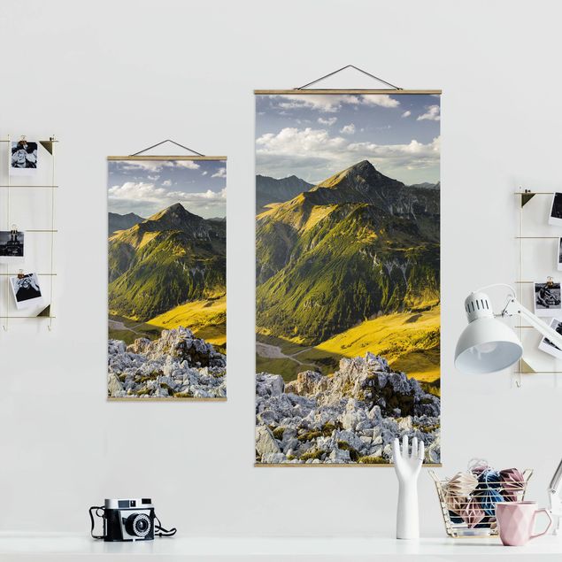 Wandbilder Grün Berge und Tal der Lechtaler Alpen in Tirol