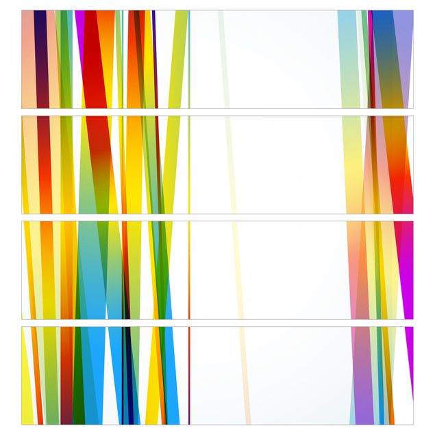 Möbelfolie für IKEA Malm Kommode - selbstklebende Folie Rainbow stripes