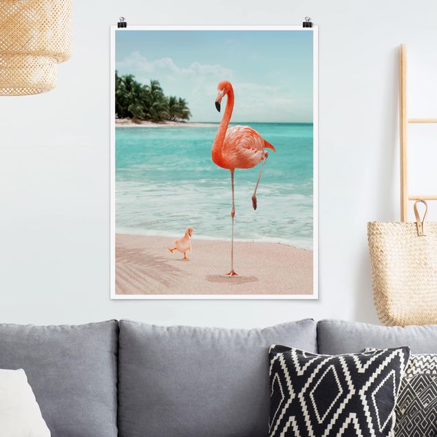 Küche Dekoration Strand mit Flamingo