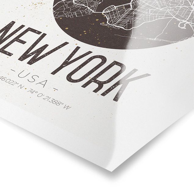 Wandbilder Braun Stadtplan New York - Retro
