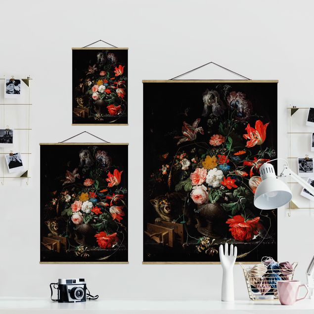 Wandbilder Modern Abraham Mignon - Das umgeworfene Bouquet