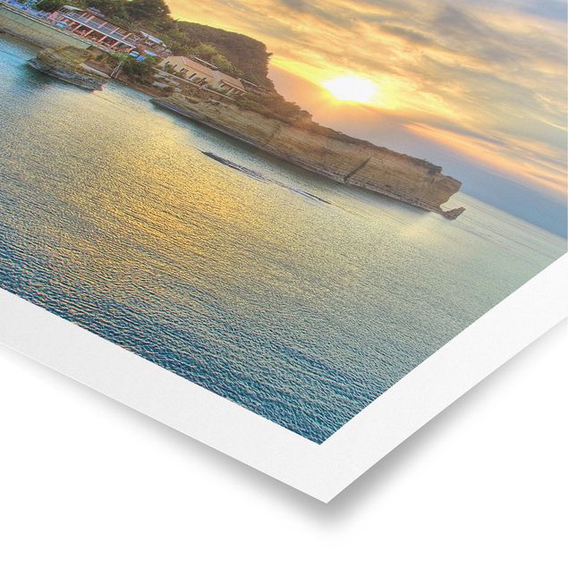 Wandbilder Meer Sonnenuntergang über Korfu