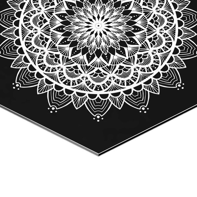 Hexagon Bilder Mandala Illustration shabby Set schwarz weiß