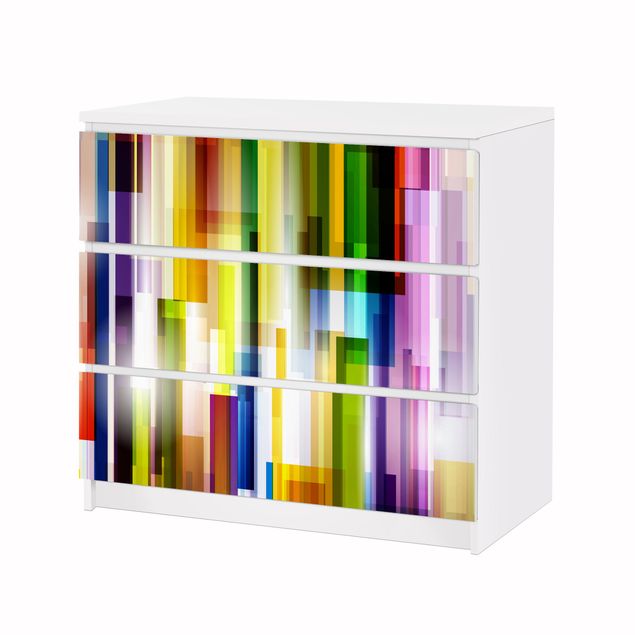 Möbelfolie für IKEA Malm Kommode - Klebefolie Rainbow Cubes