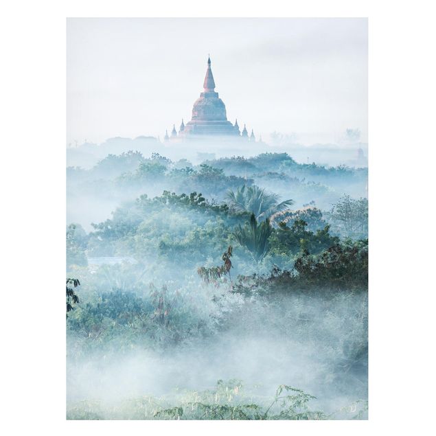 Wanddeko Küche Morgennebel über dem Dschungel von Bagan
