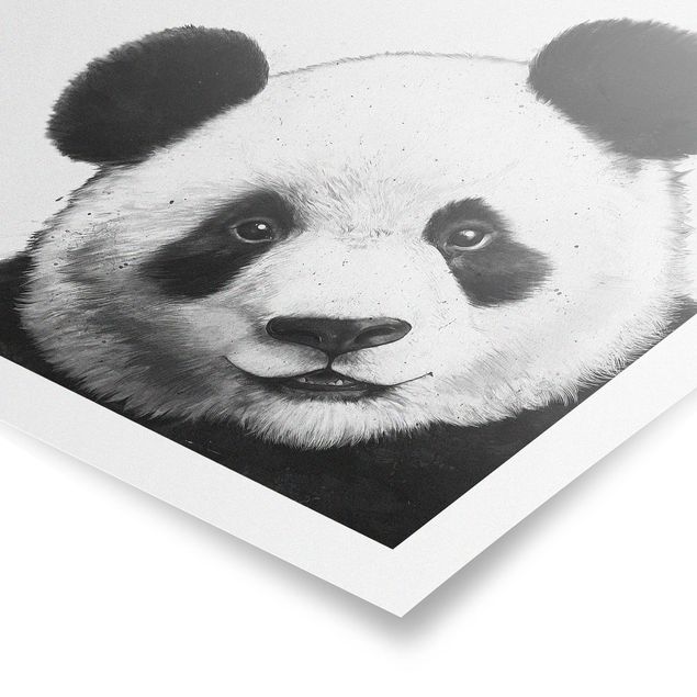 Kunstdrucke Poster Illustration Panda Schwarz Weiß Malerei