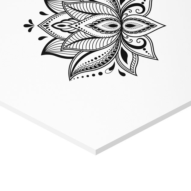 schöne Bilder Mandala Hamsa Hand Lotus Set auf Weiß
