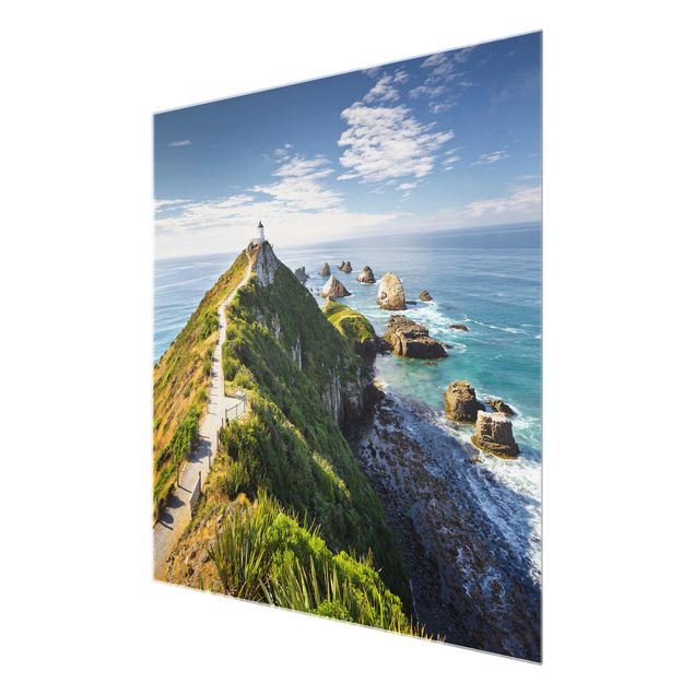 Wandbilder Meer Nugget Point Leuchtturm und Meer Neuseeland