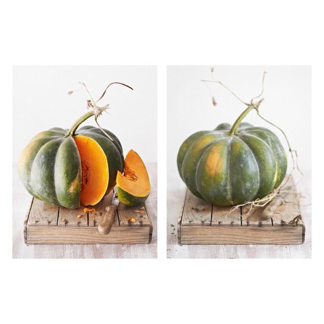 Leinwandbilder Gemüse & Obst Grüner Muskatkürbis
