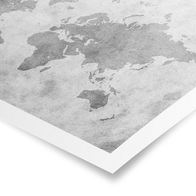 Wandbilder Schwarz-Weiß Vintage Weltkarte II