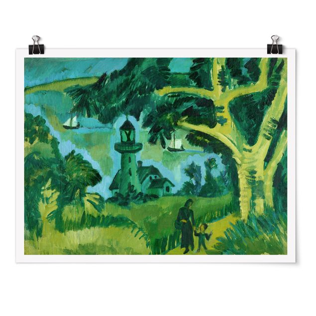 Kunstkopie Poster Ernst Ludwig Kirchner - Leuchtturm auf Fehmarn