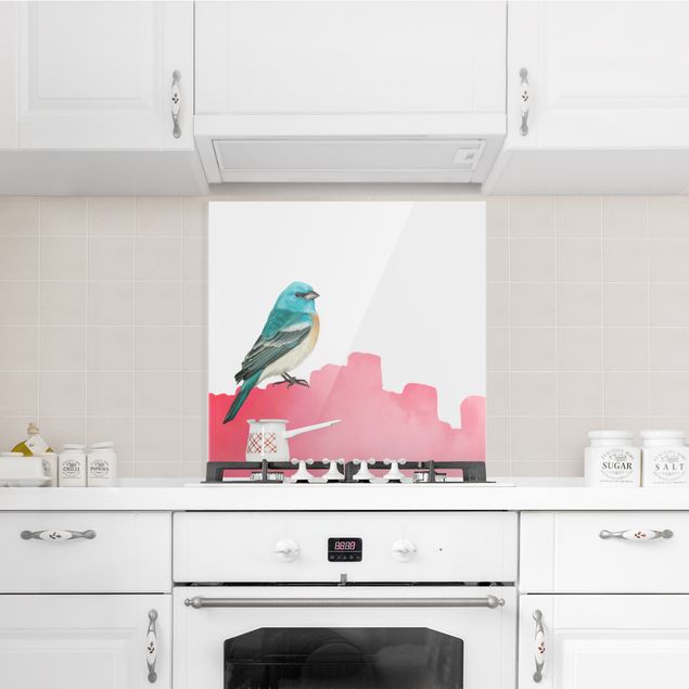 Küchenspiegel Glas Vogel auf Pink