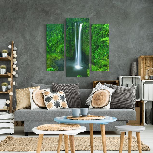 Wandbilder Bäume Paradiesischer Wasserfall
