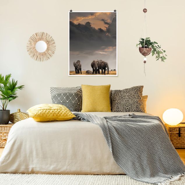 Wandbilder Landschaften Elefanten der Savanne