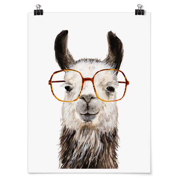 Wandbilder Modern Hippes Lama mit Brille IV
