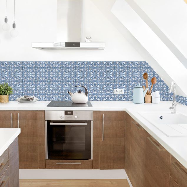 Küchenrückwand Folie Fliesenoptik Fliesenmuster Faro blau