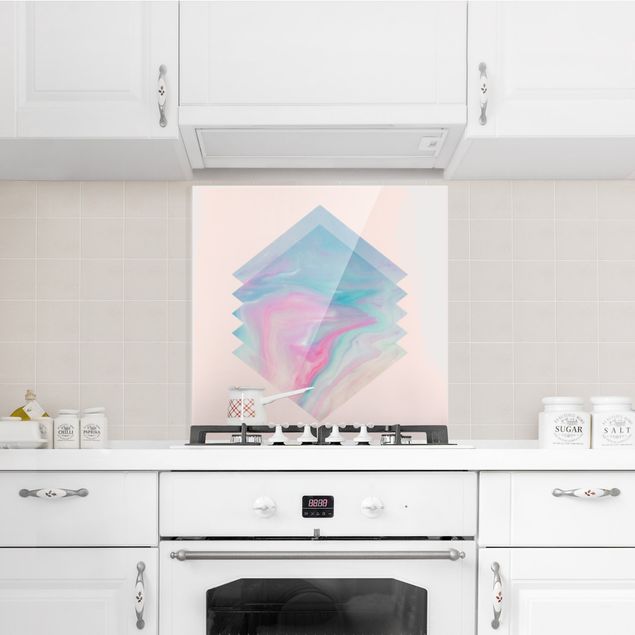 Küchenspiegel Glas Pinkes Wasser Marmor