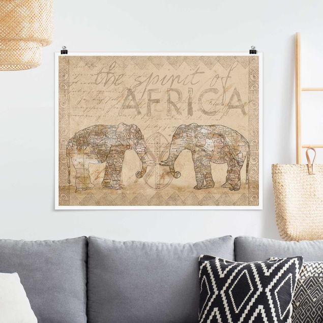 Wanddeko Küche Vintage Collage - Spirit of Africa