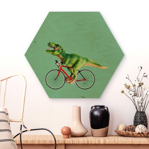 Küchen Deko Dinosaurier mit Fahrrad