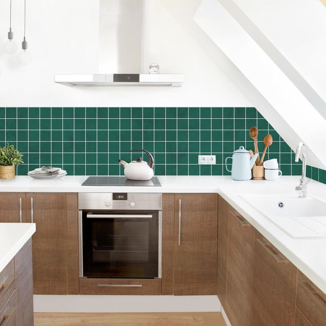 Küchenrückwände Fliesenoptik Mosaik Beton Fliesen - Grün