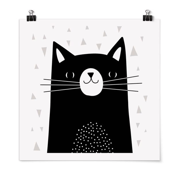 Poster schwarz-weiß Fotografie Tierpark mit Mustern - Katze