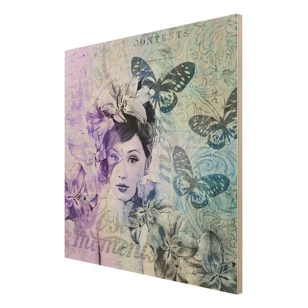Andrea Haase Bilder Shabby Chic Collage - Portrait mit Schmetterlingen