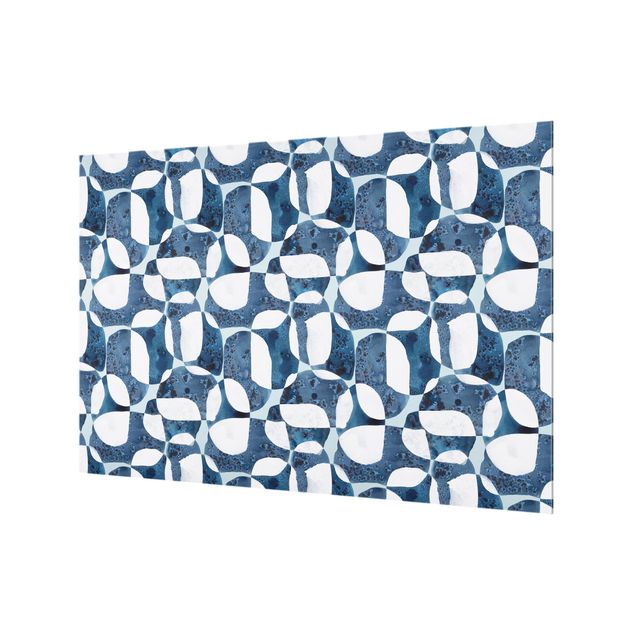 Spritzschutz Glas - Lebende Steine Muster in Blau - Querformat 3:2