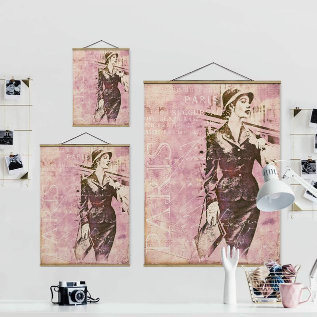 Wandbilder Rosa Vintage Collage - Pariserin