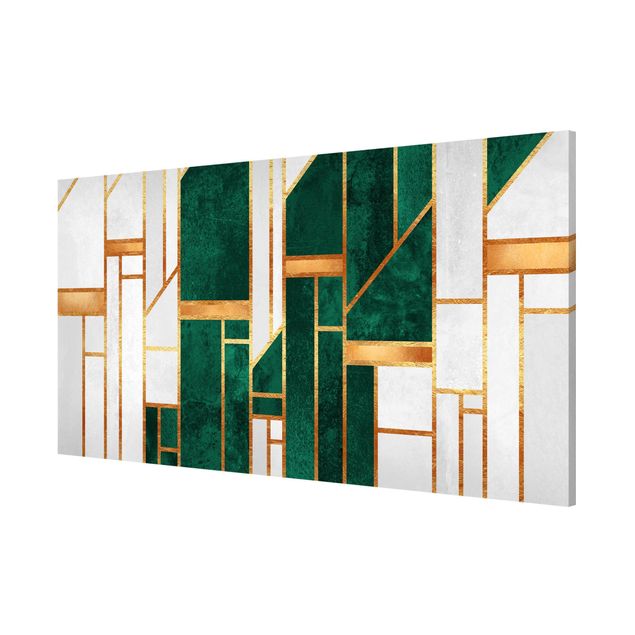 Wandbilder Muster Emerald und Gold Geometrie
