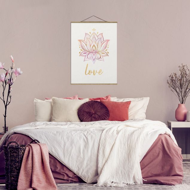 Wandbilder Liebe Lotus Illustration Love gold rosa