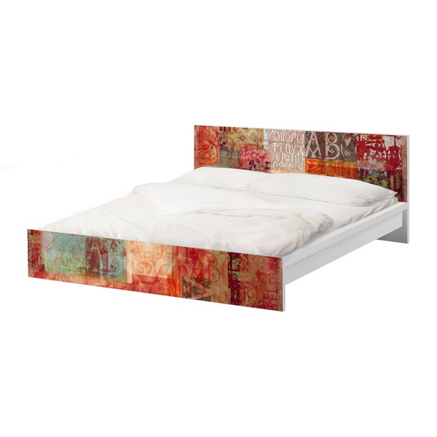 Möbelfolie für IKEA Malm Bett niedrig 180x200cm - Klebefolie Schriftmuster