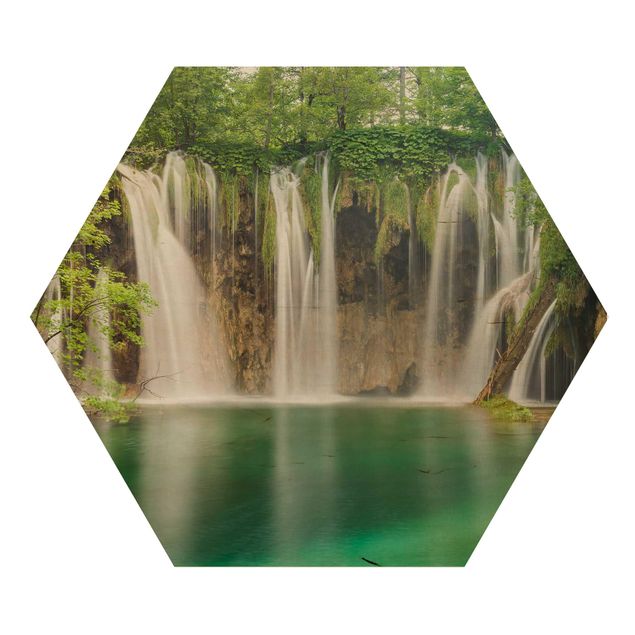 Bilder auf Holz Wasserfall Plitvicer Seen