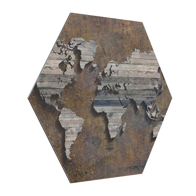 Wandbilder Modern Holz Rost Weltkarte