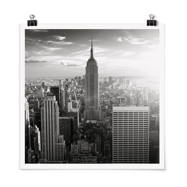 Poster schwarz-weiß Fotografie Manhattan Skyline