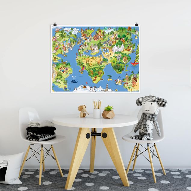 Weltkarte Poster Great and funny Worldmap