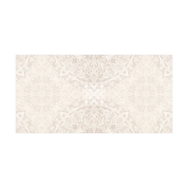 Moderner Teppich Mandala Aquarell Ornament Muster beige