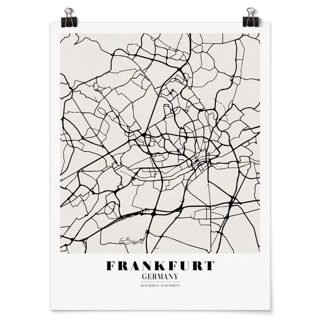 Poster mit Spruch Stadtplan Frankfurt - Klassik